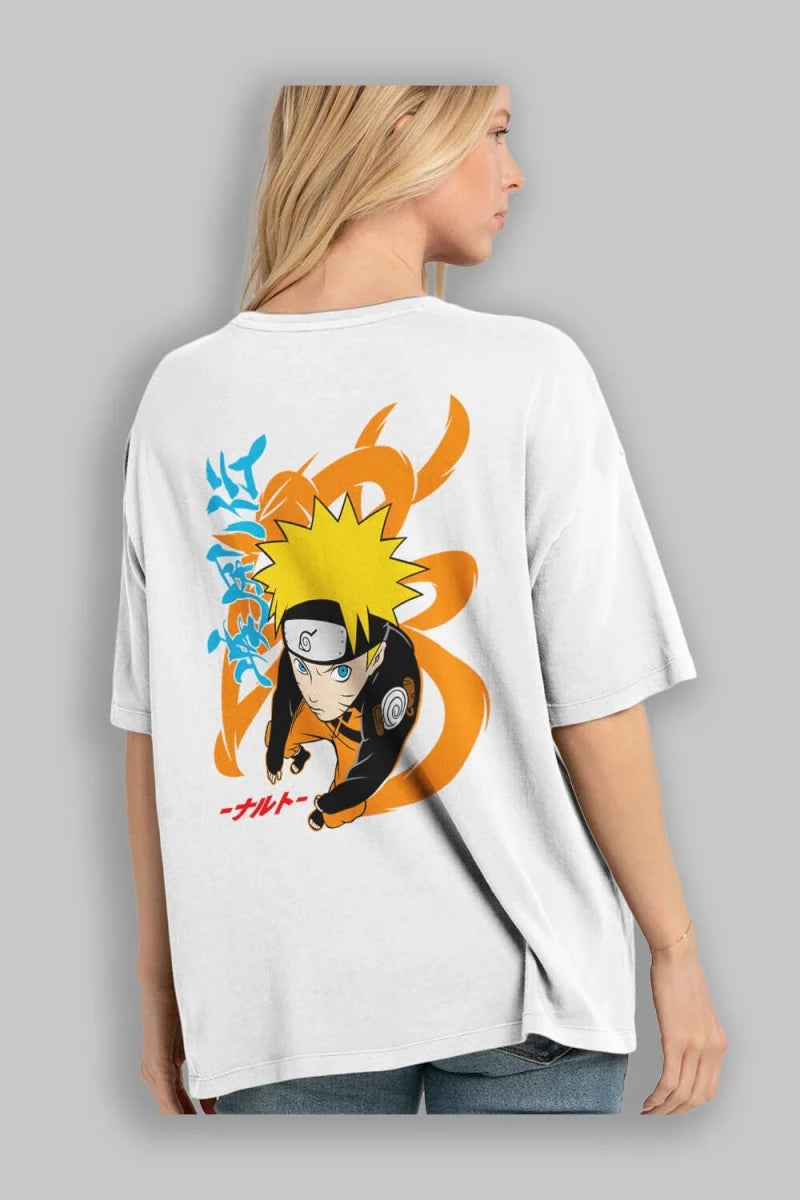 naruto uzumaki 1 Anime Arka Baskılı Oversize t-shirt Erkek Kadın Unisex - Cilexi