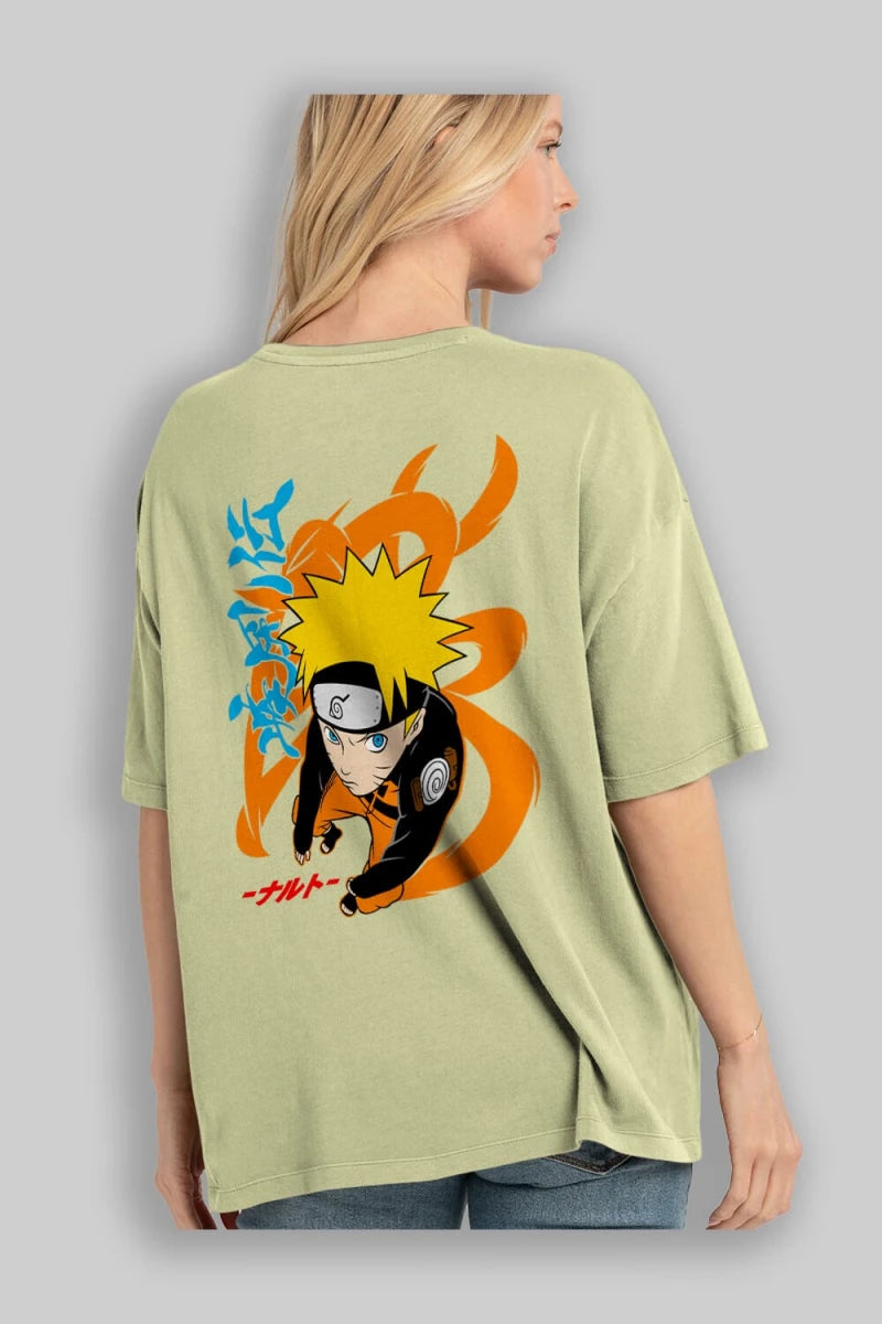 naruto uzumaki 1 Anime Arka Baskılı Oversize t-shirt Erkek Kadın Unisex - Cilexi