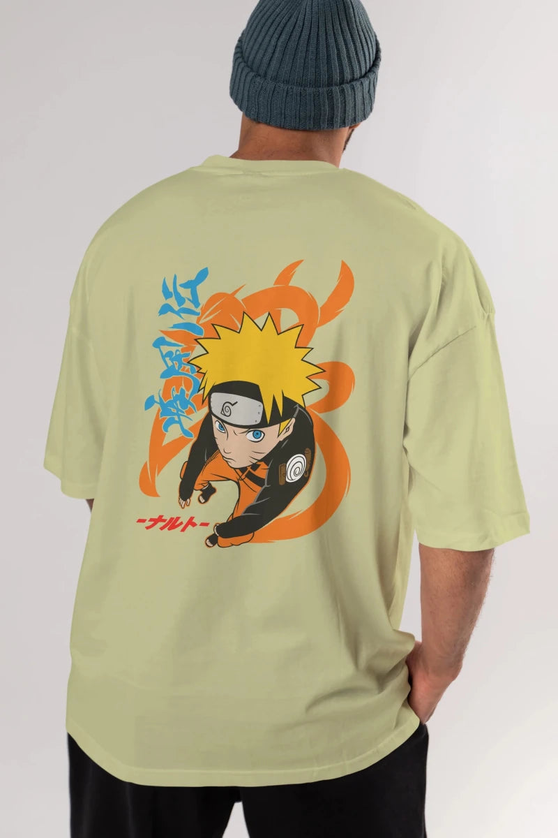 naruto uzumaki 1 Anime Arka Baskılı Oversize t-shirt Erkek Kadın Unisex - Cilexi