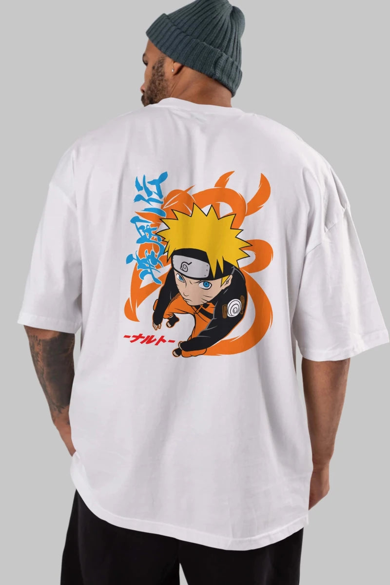 naruto uzumaki 1 Anime Arka Baskılı Oversize t-shirt Erkek Kadın Unisex - Cilexi