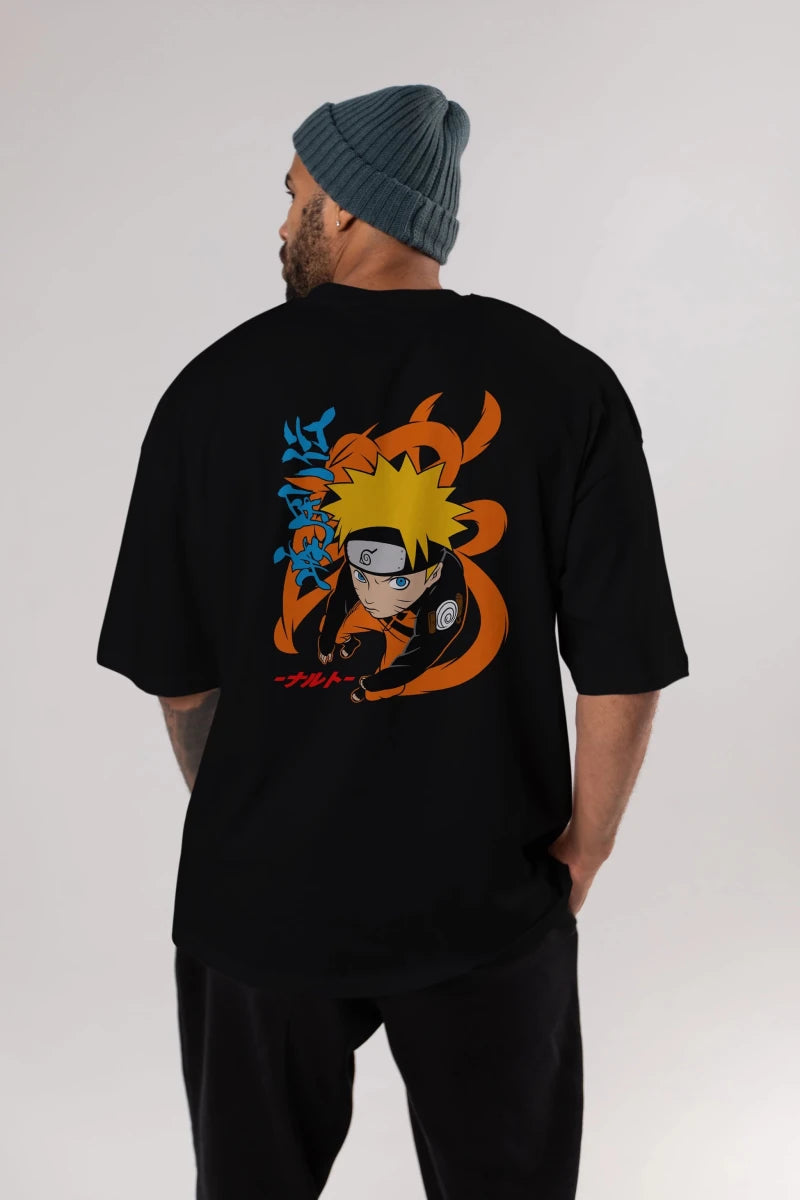 naruto uzumaki 1 Anime Arka Baskılı Oversize t-shirt Erkek Kadın Unisex - Cilexi