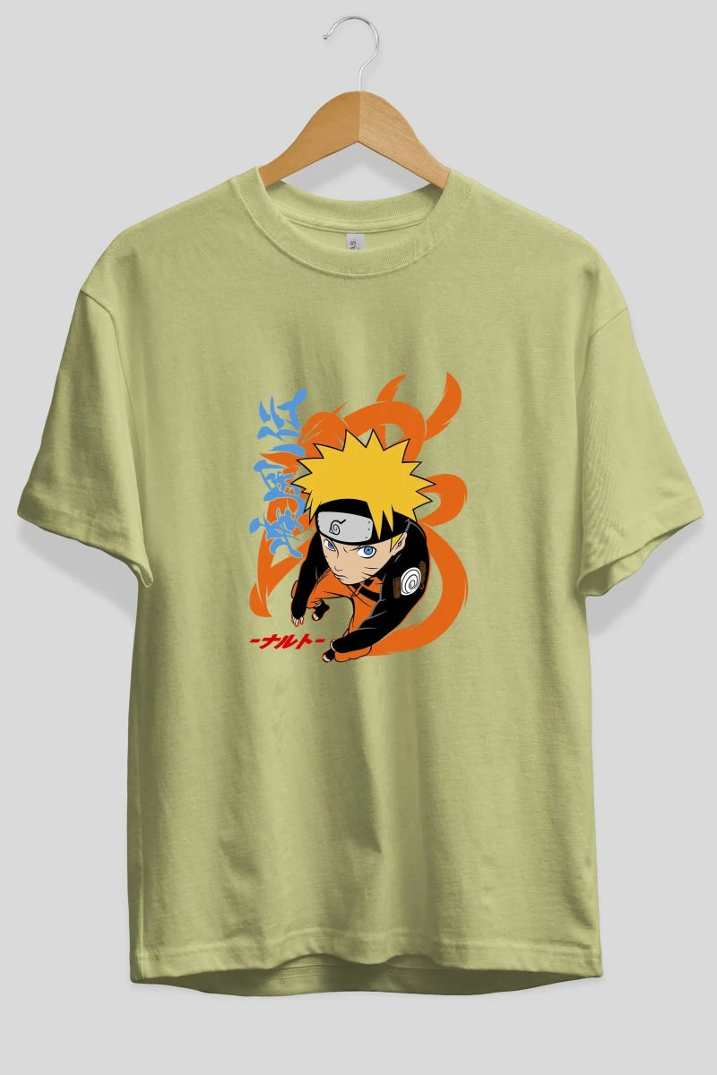 naruto uzumaki 1 Anime Ön Baskılı Oversize t-shirt %100 pamuk Erkek Kadın Unisex - Cilexi