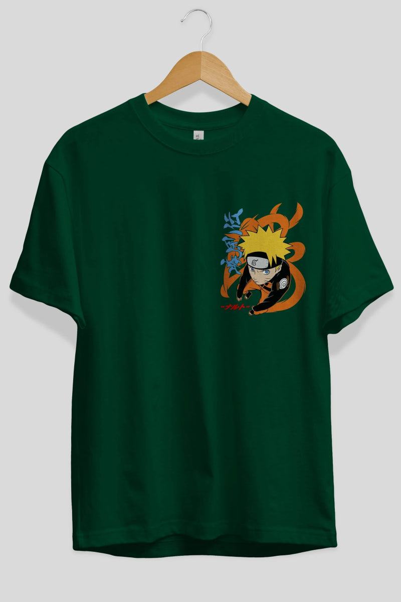 naruto uzumaki 1 Ön Sol Baskılı Oversize t-shirt Erkek Kadın Unisex %100 Pamuk Bisiklet Yaka tişort - Cilexi