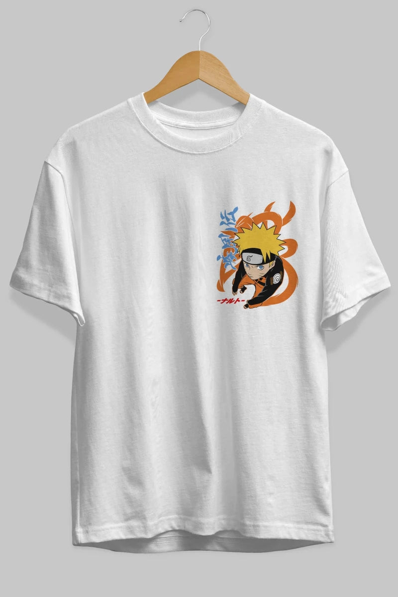 naruto uzumaki 1 Ön Sol Baskılı Oversize t-shirt Erkek Kadın Unisex %100 Pamuk Bisiklet Yaka tişort - Cilexi
