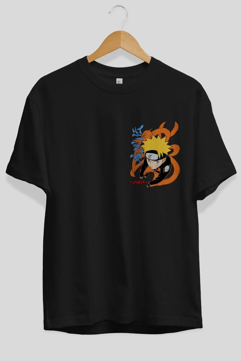 naruto uzumaki 1 Ön Sol Baskılı Oversize t-shirt Erkek Kadın Unisex %100 Pamuk Bisiklet Yaka tişort - Cilexi