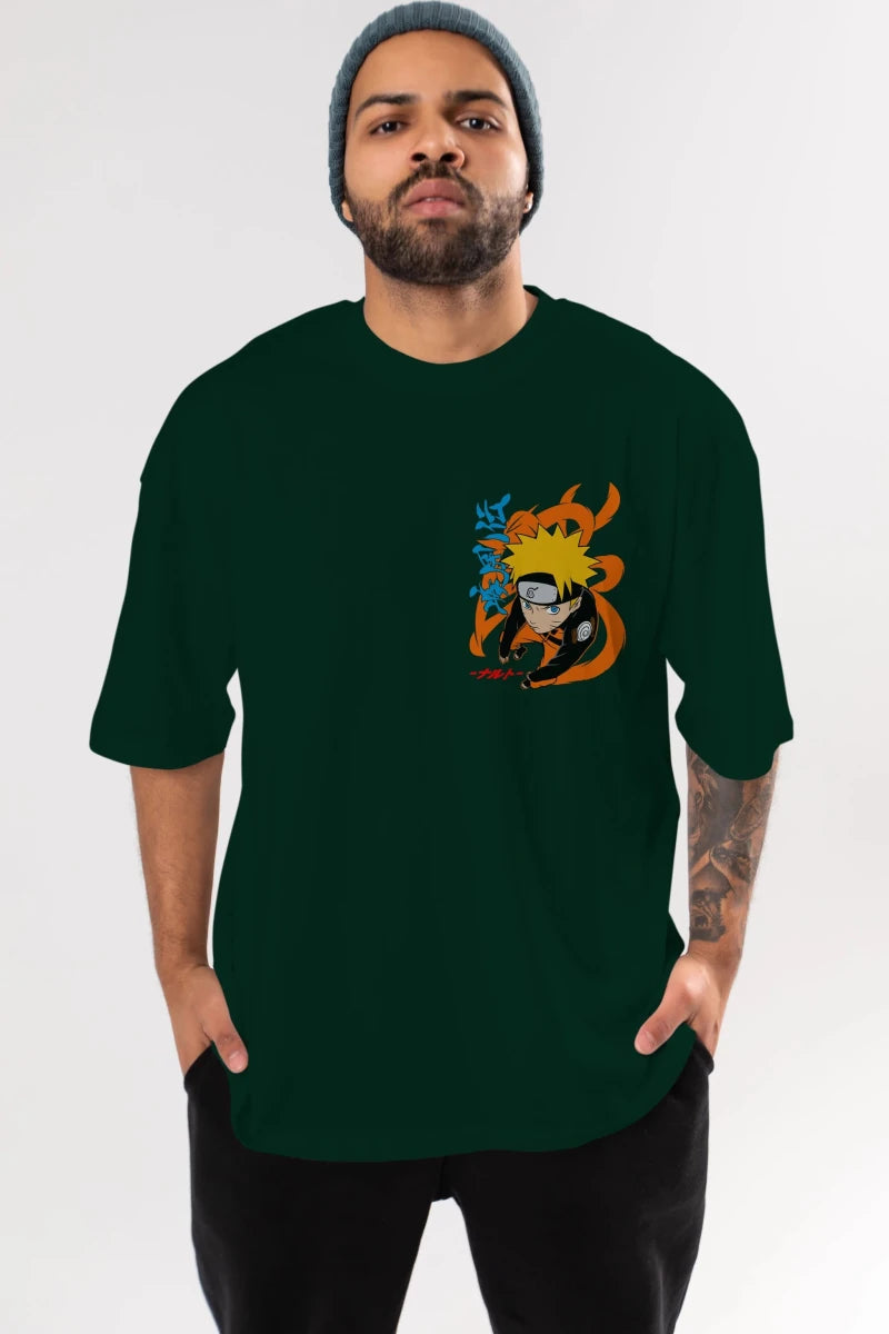 naruto uzumaki 1 Ön Sol Baskılı Oversize t-shirt Erkek Kadın Unisex %100 Pamuk Bisiklet Yaka tişort - Cilexi