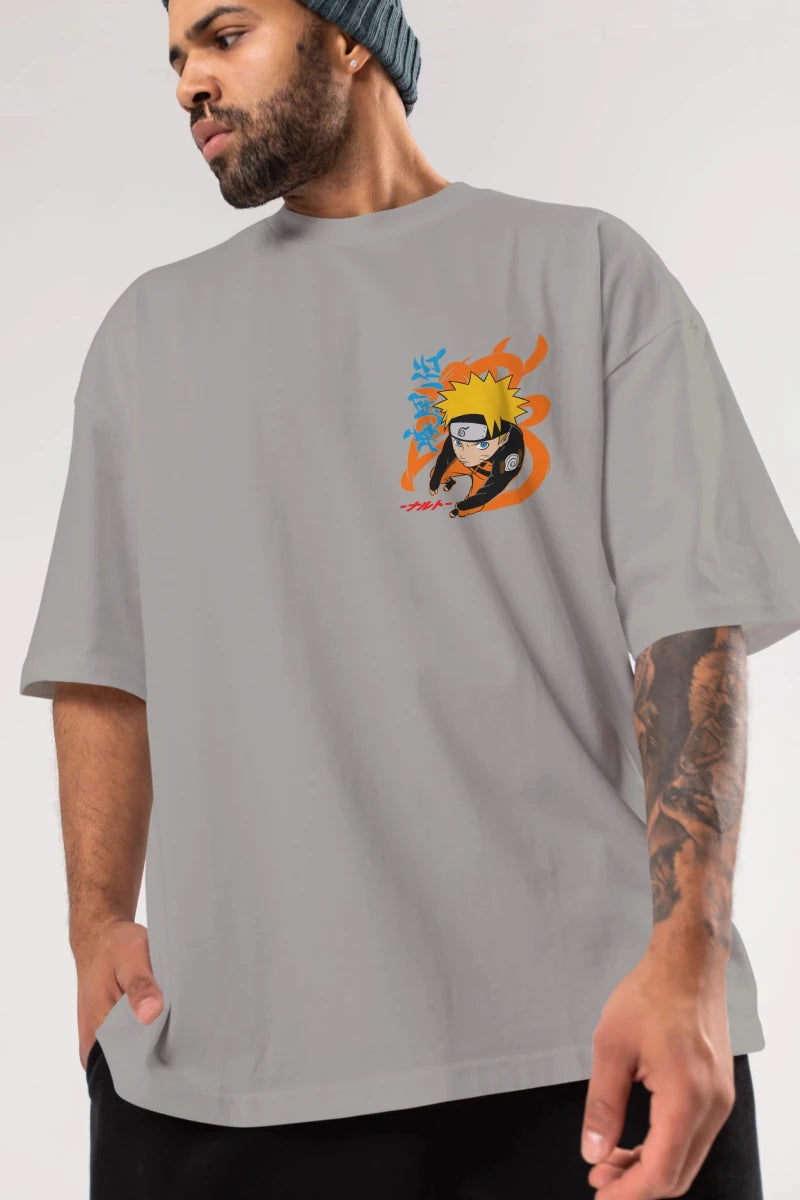 naruto uzumaki 1 Ön Sol Baskılı Oversize t-shirt Erkek Kadın Unisex %100 Pamuk Bisiklet Yaka tişort - Cilexi