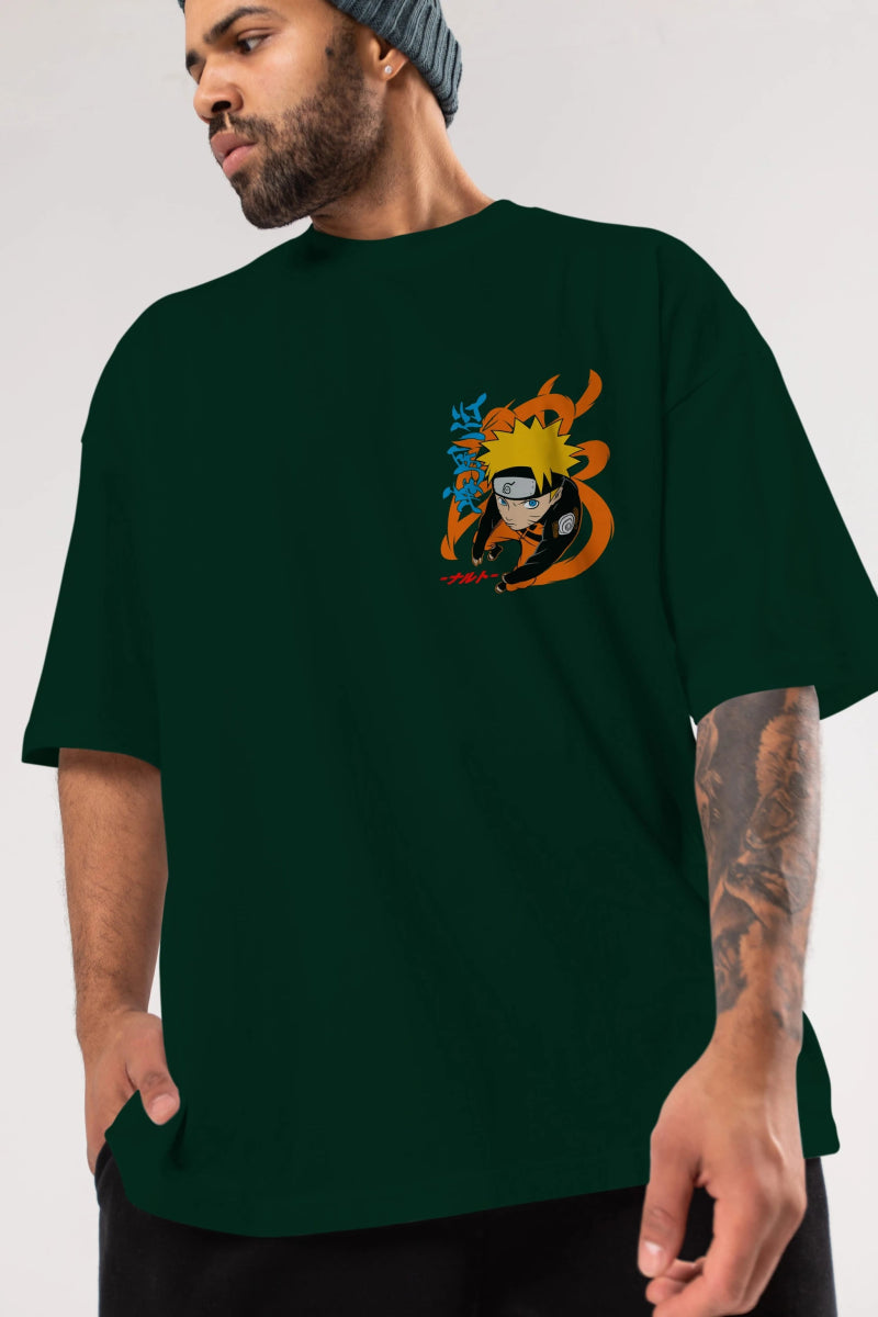 naruto uzumaki 1 Ön Sol Baskılı Oversize t-shirt Erkek Kadın Unisex %100 Pamuk Bisiklet Yaka tişort - Cilexi