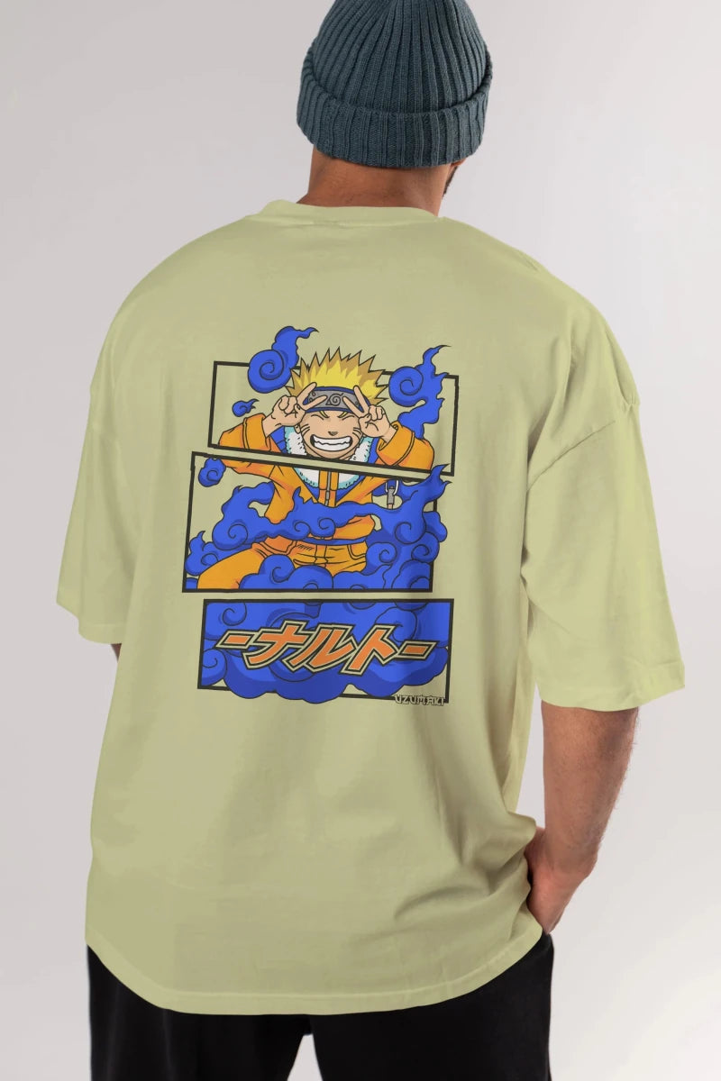 naruto uzumaki Anime Arka Baskılı Oversize t-shirt Erkek Kadın Unisex - Cilexi