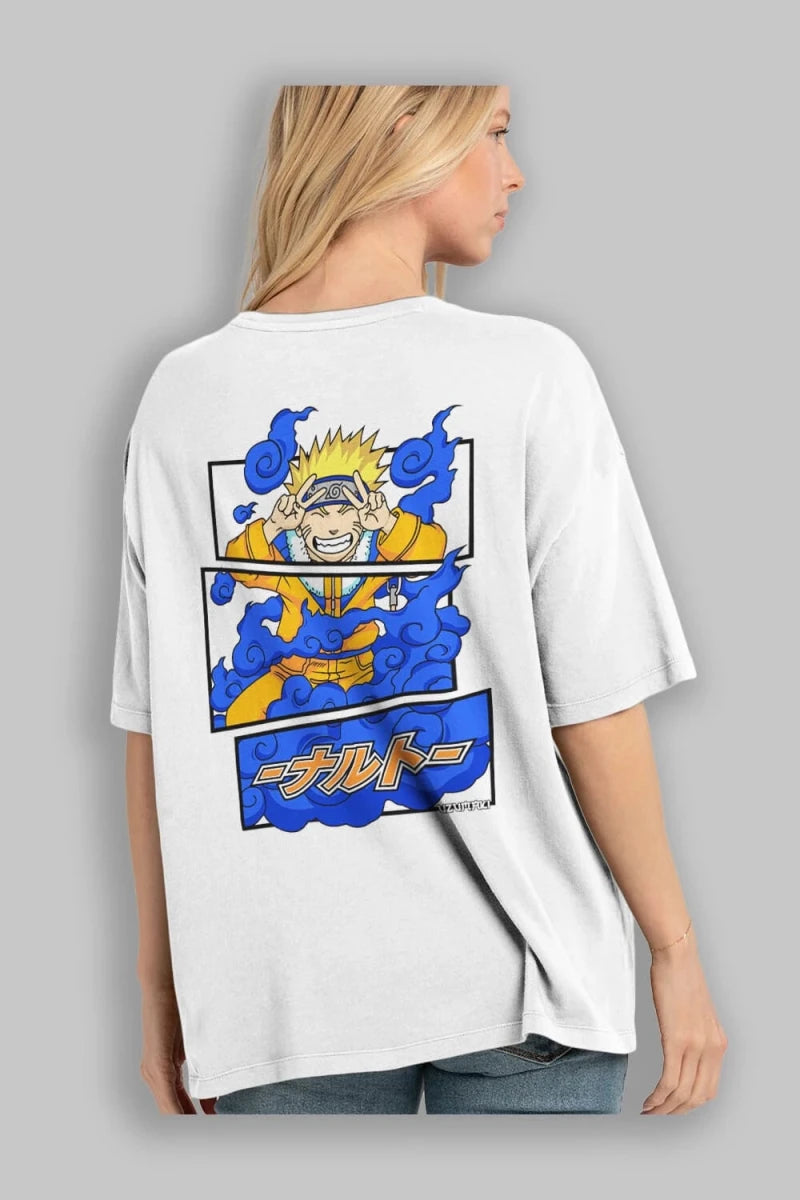naruto uzumaki Anime Arka Baskılı Oversize t-shirt Erkek Kadın Unisex - Cilexi