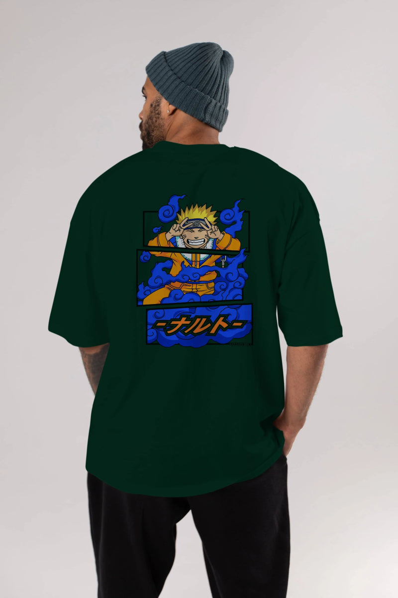 naruto uzumaki Anime Arka Baskılı Oversize t-shirt Erkek Kadın Unisex - Cilexi