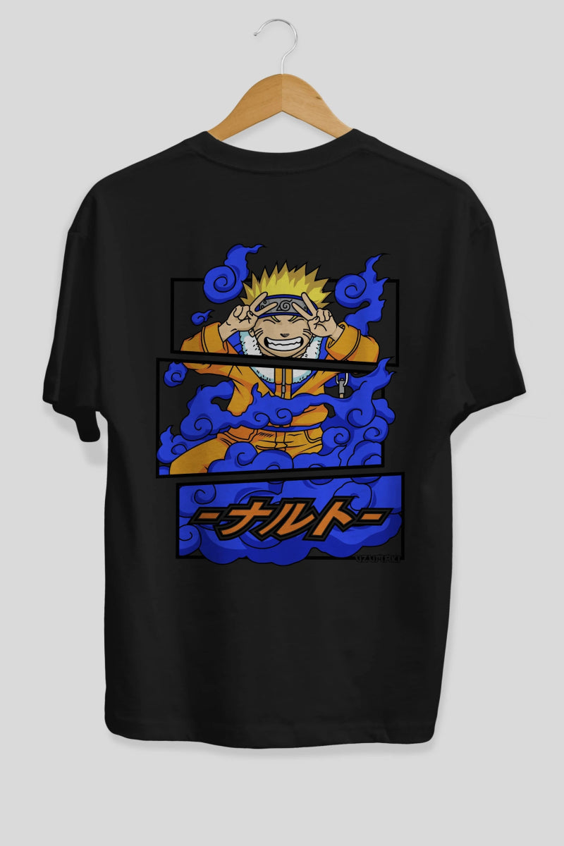 naruto uzumaki Anime Arka Baskılı Oversize t-shirt Erkek Kadın Unisex - Cilexi