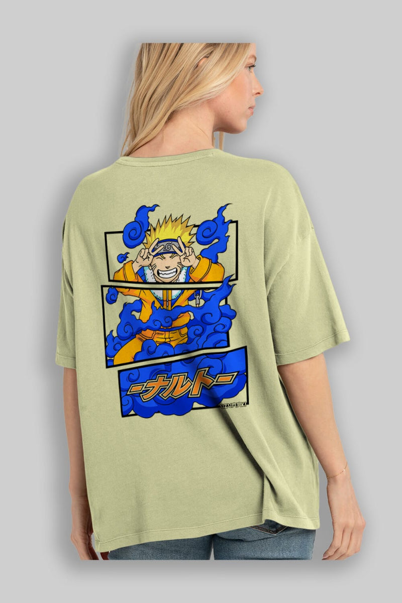 naruto uzumaki Anime Arka Baskılı Oversize t-shirt Erkek Kadın Unisex - Cilexi
