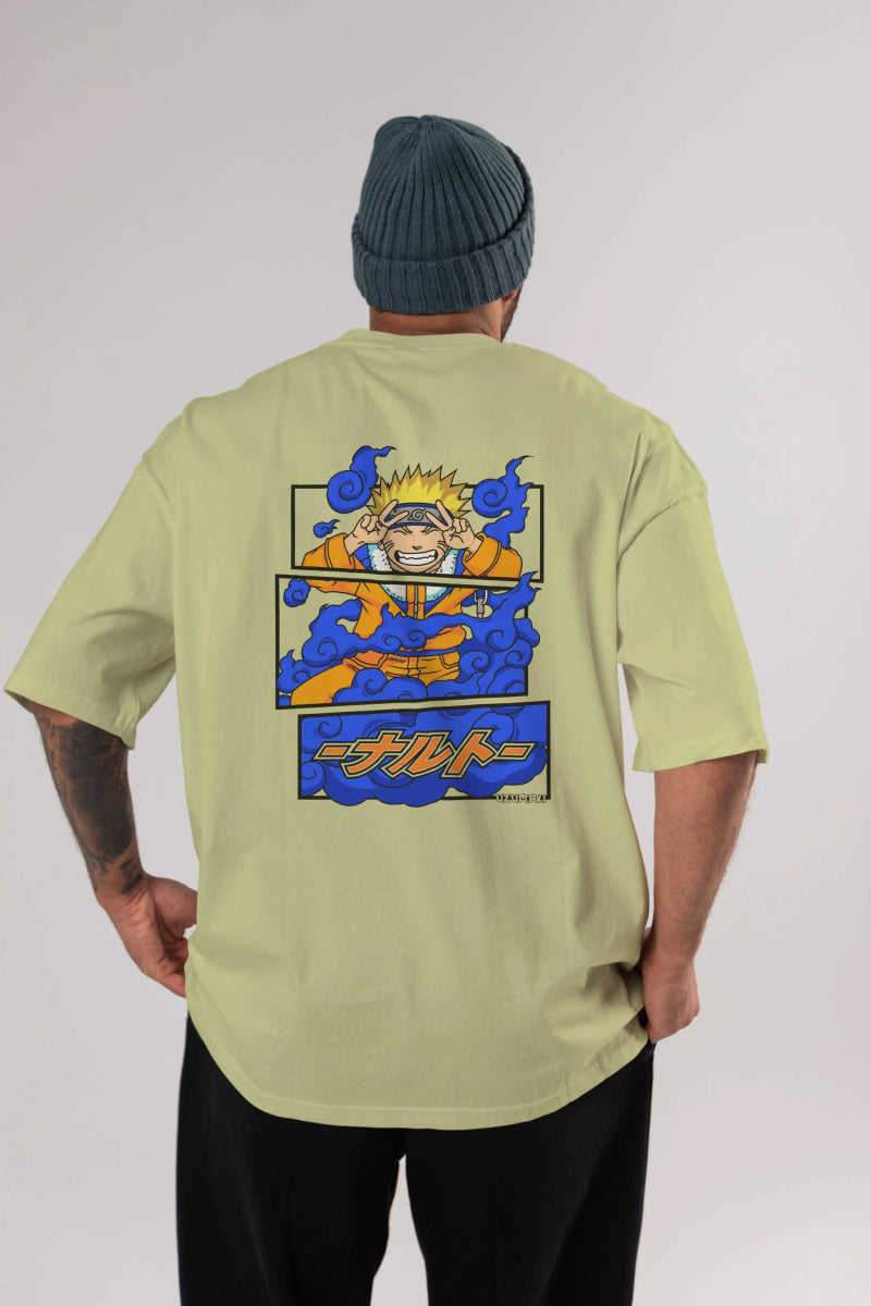 naruto uzumaki Anime Arka Baskılı Oversize t-shirt Erkek Kadın Unisex - Cilexi