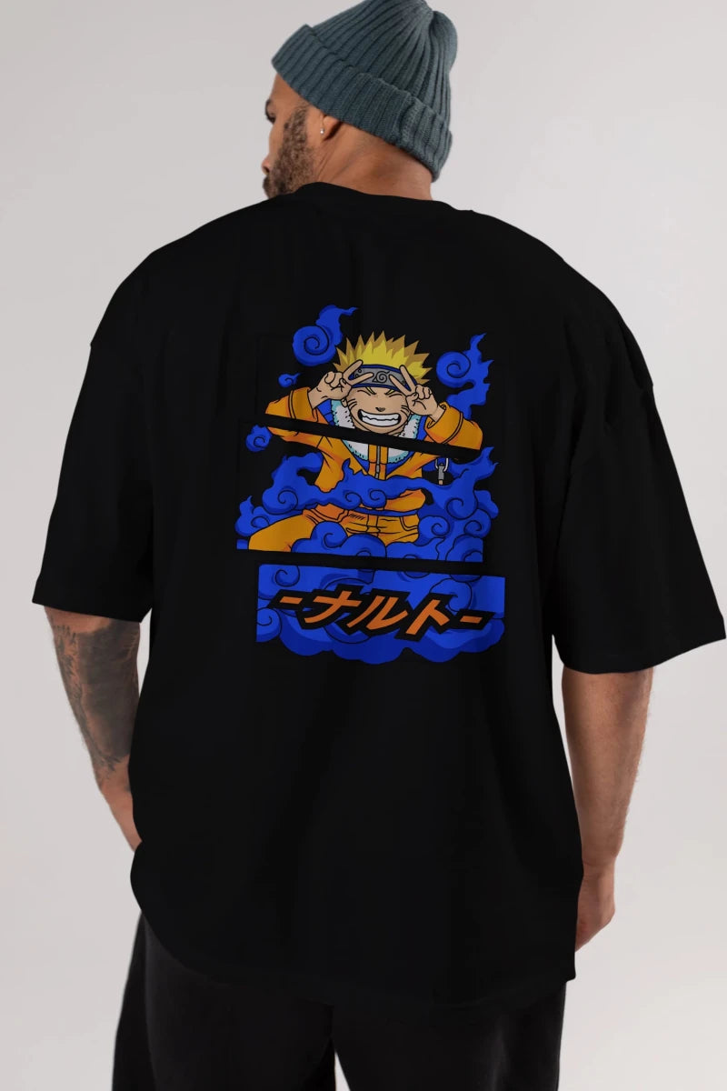 naruto uzumaki Anime Arka Baskılı Oversize t-shirt Erkek Kadın Unisex - Cilexi