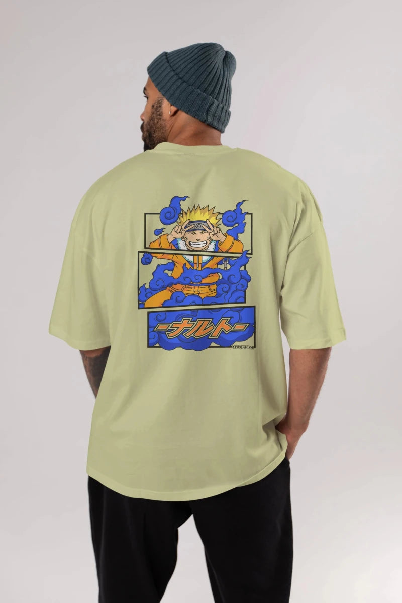 naruto uzumaki Anime Arka Baskılı Oversize t-shirt Erkek Kadın Unisex - Cilexi