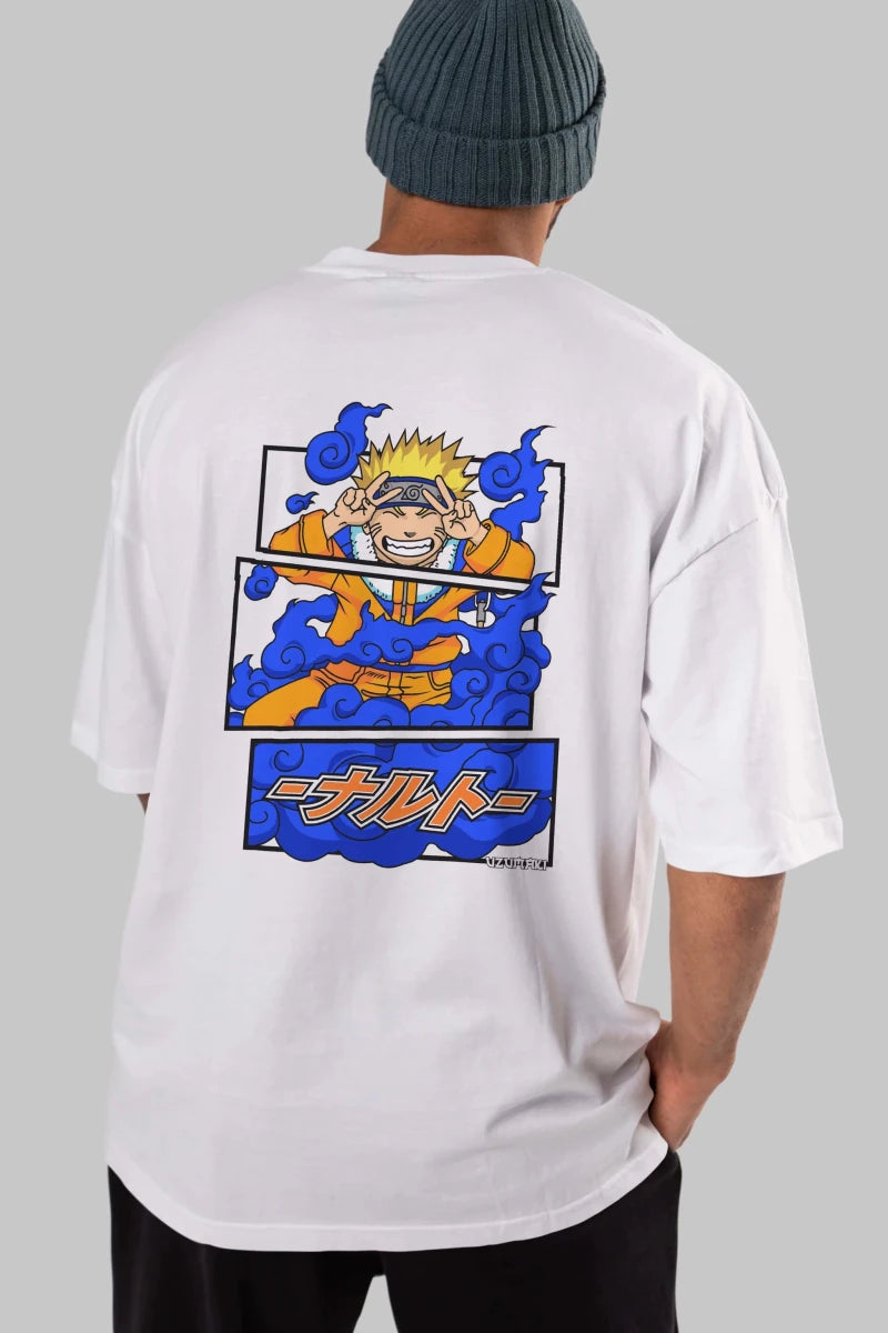 naruto uzumaki Anime Arka Baskılı Oversize t-shirt Erkek Kadın Unisex - Cilexi