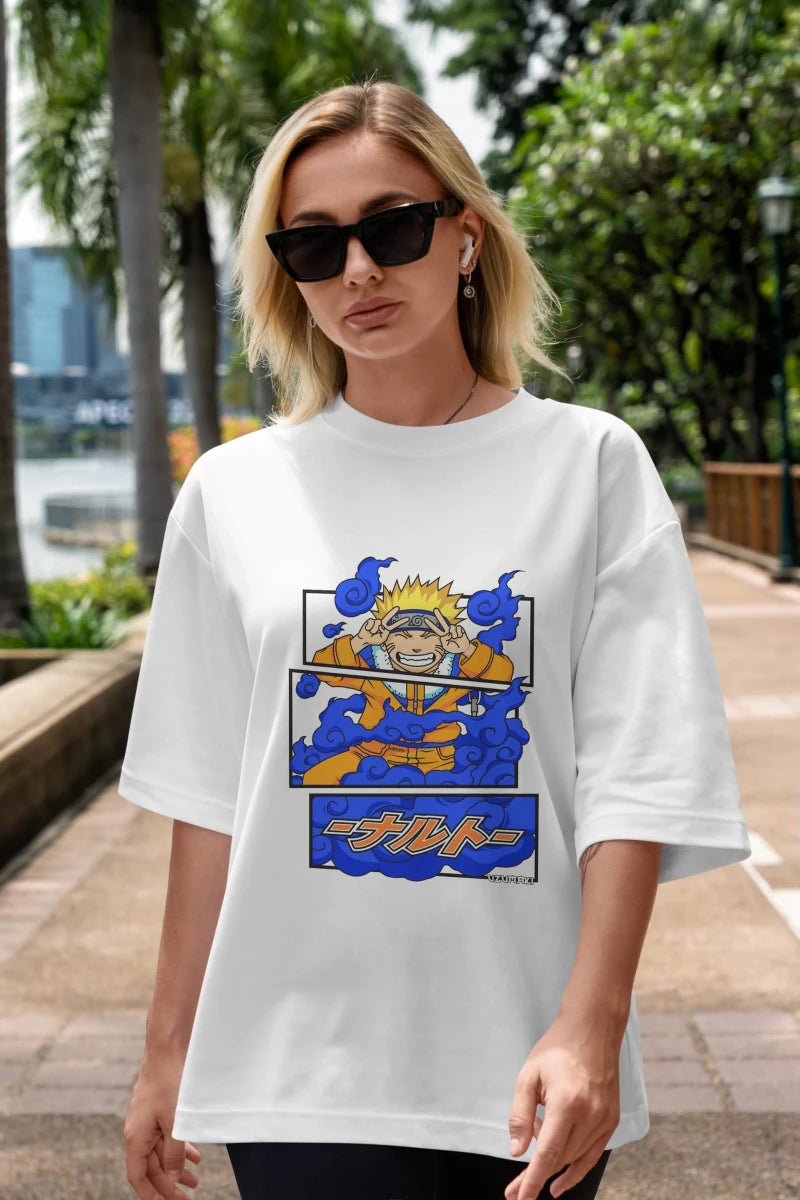 naruto uzumaki Anime Ön Baskılı Oversize t-shirt %100 pamuk Erkek Kadın Unisex - Cilexi