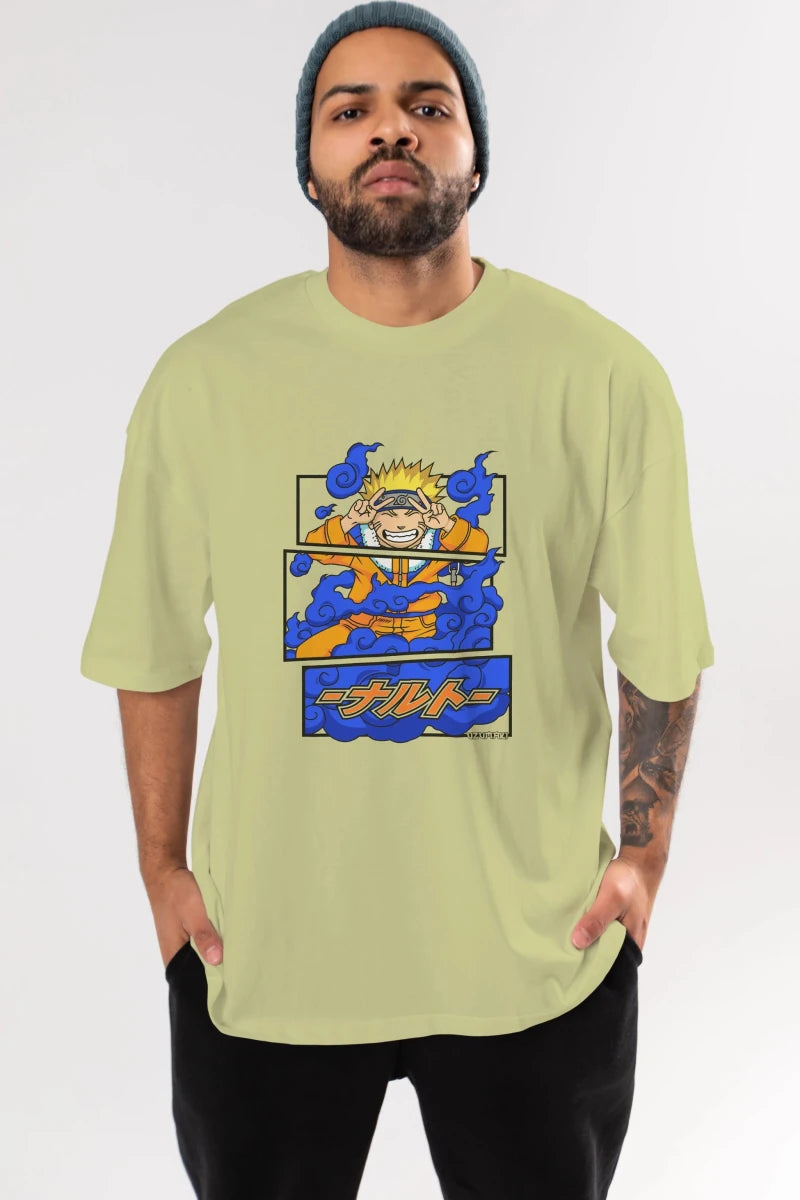 naruto uzumaki Anime Ön Baskılı Oversize t-shirt %100 pamuk Erkek Kadın Unisex - Cilexi