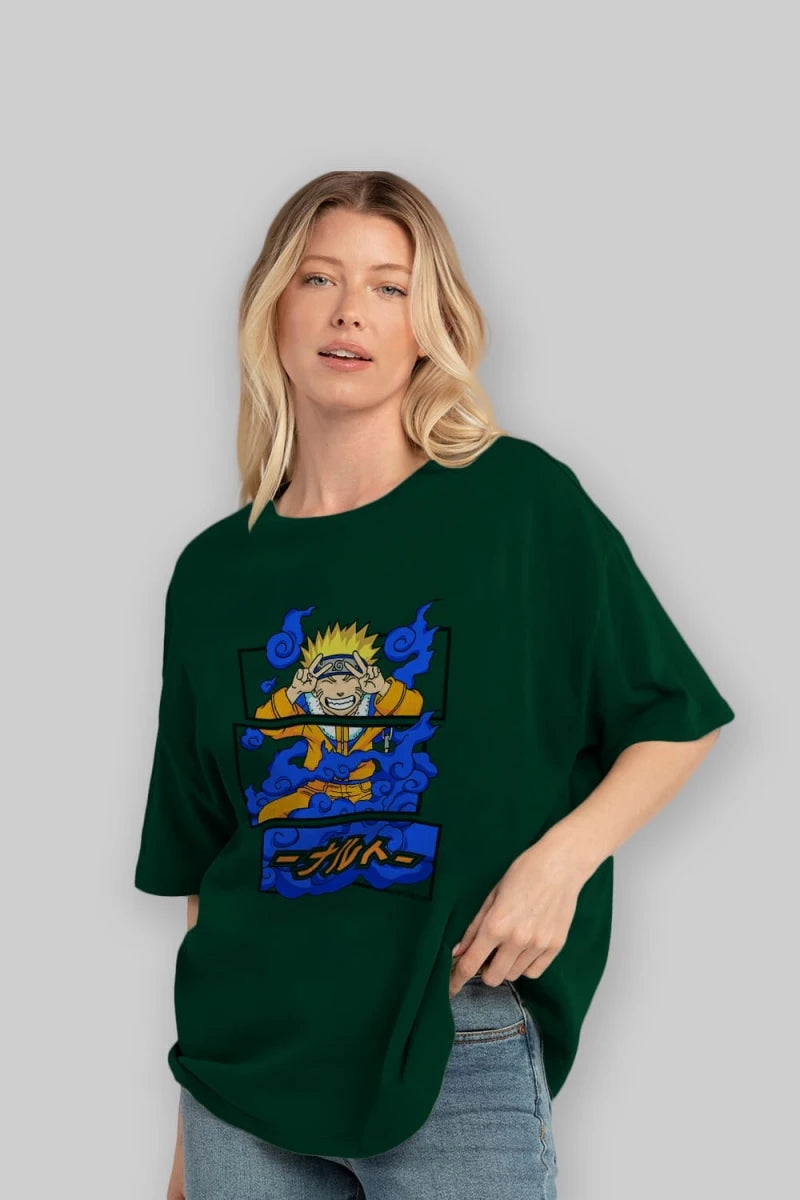 naruto uzumaki Anime Ön Baskılı Oversize t-shirt %100 pamuk Erkek Kadın Unisex - Cilexi