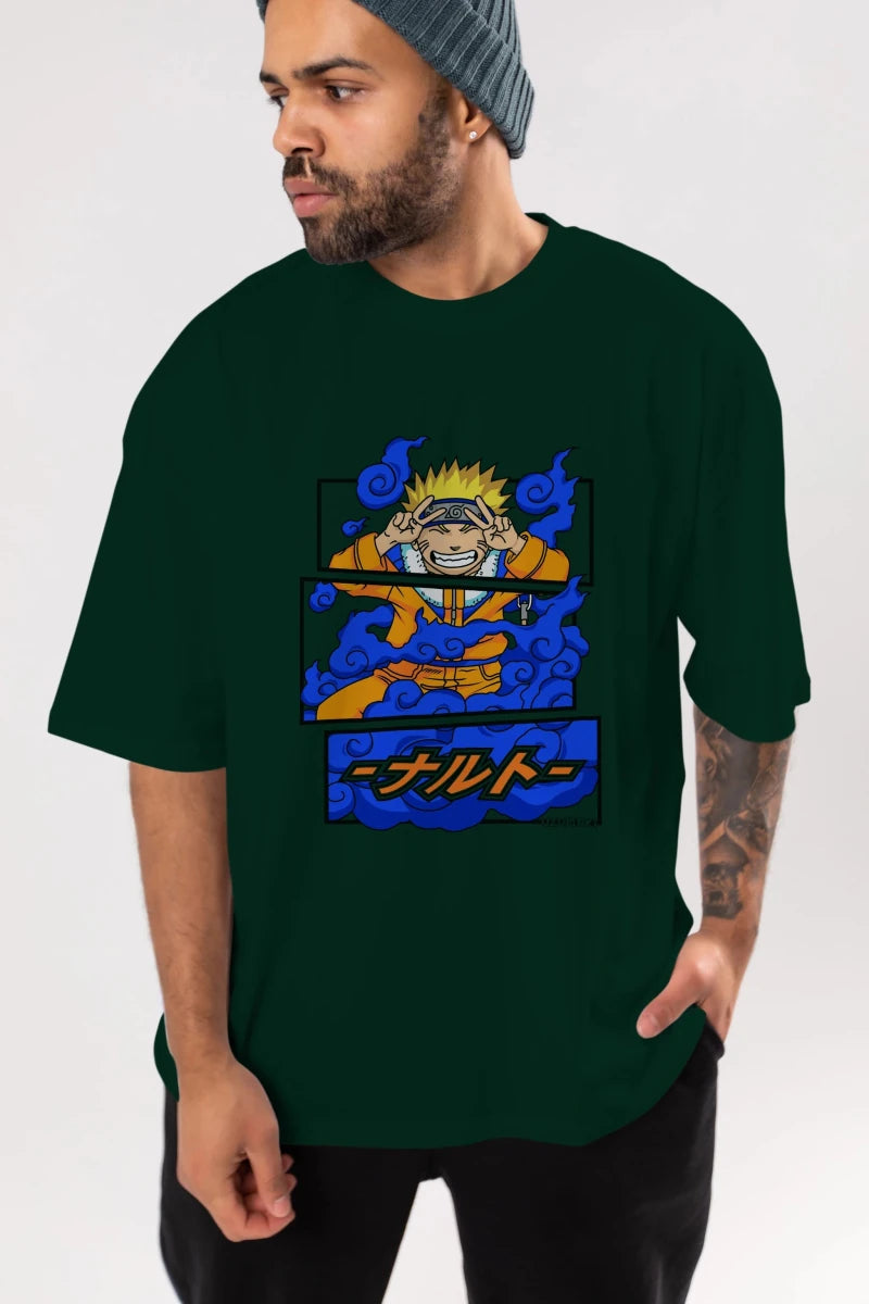 naruto uzumaki Anime Ön Baskılı Oversize t-shirt %100 pamuk Erkek Kadın Unisex - Cilexi