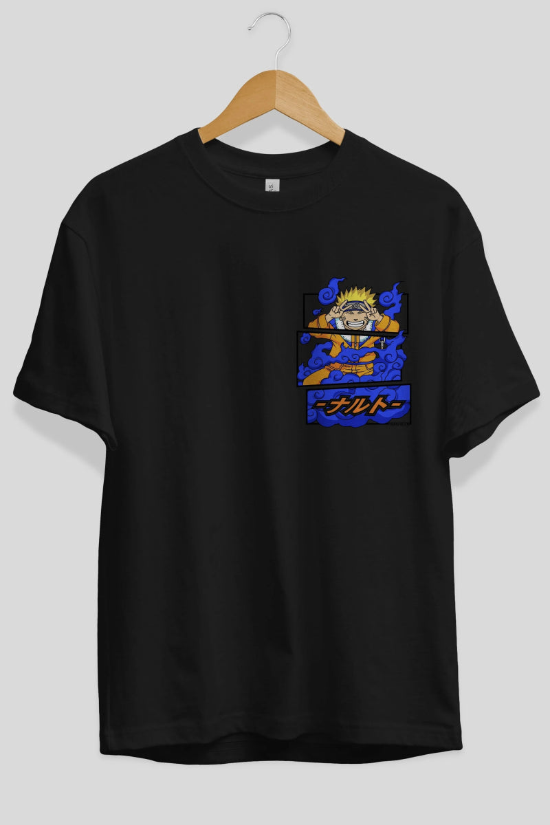 naruto uzumaki Ön Sol Baskılı Oversize t-shirt Erkek Kadın Unisex %100 Pamuk Bisiklet Yaka tişort - Cilexi