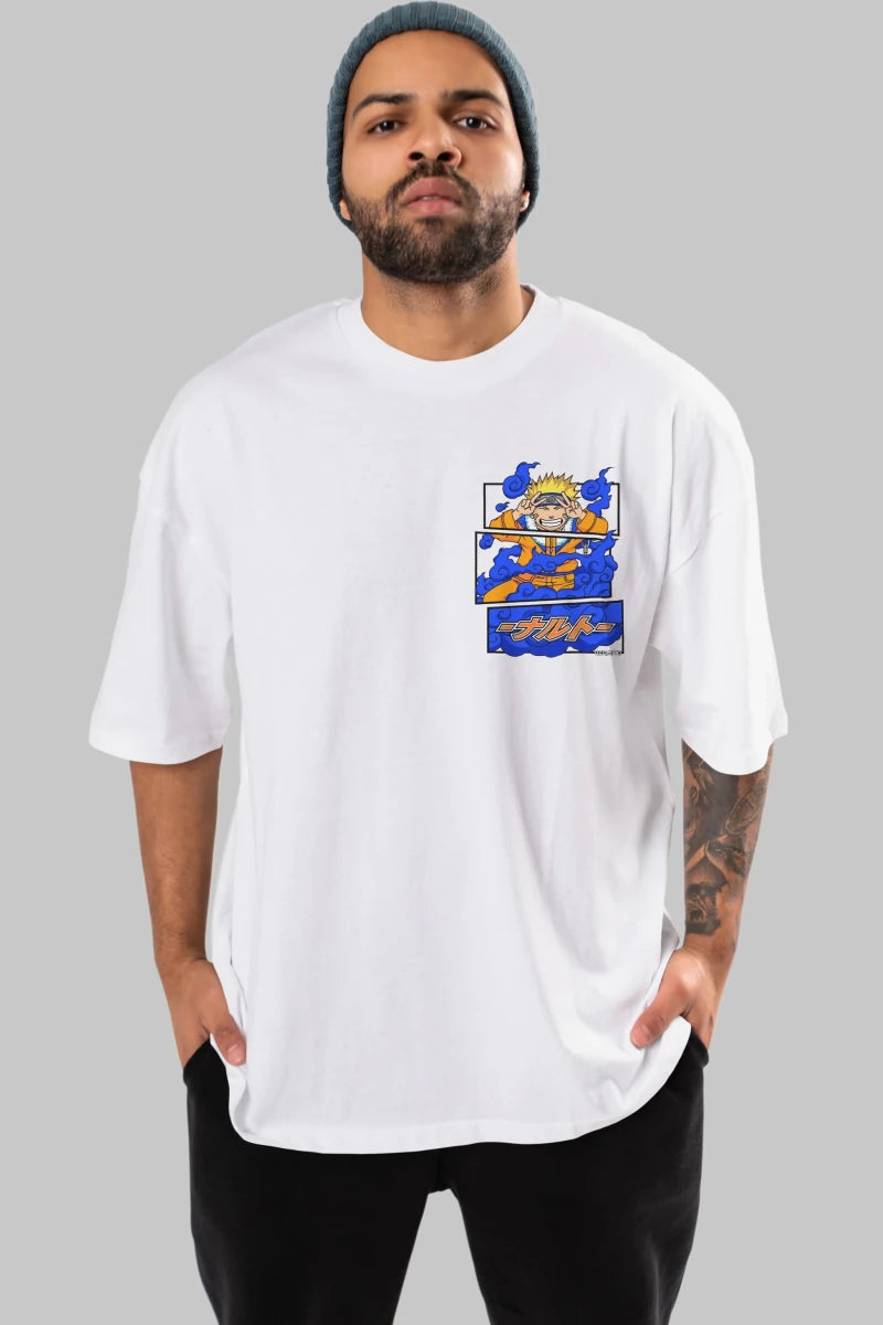 naruto uzumaki Ön Sol Baskılı Oversize t-shirt Erkek Kadın Unisex %100 Pamuk Bisiklet Yaka tişort - Cilexi