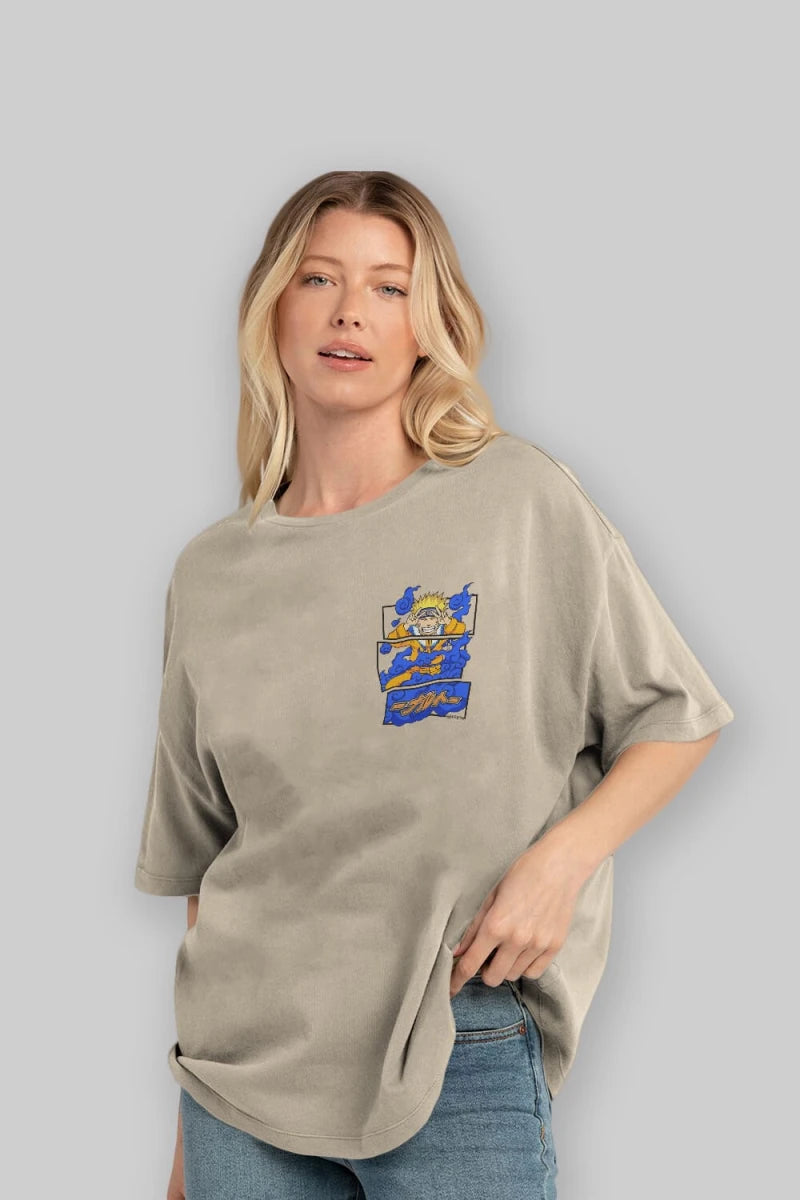 naruto uzumaki Ön Sol Baskılı Oversize t-shirt Erkek Kadın Unisex %100 Pamuk Bisiklet Yaka tişort - Cilexi