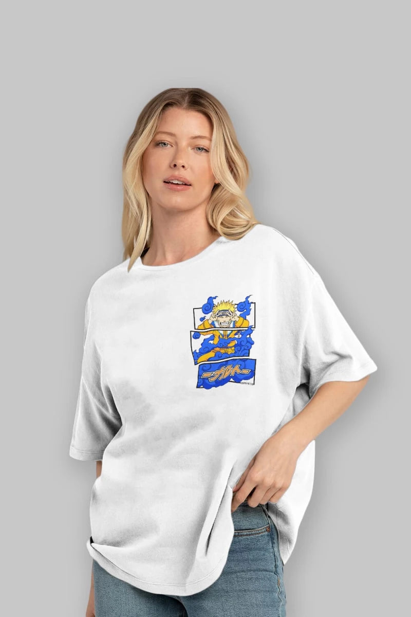 naruto uzumaki Ön Sol Baskılı Oversize t-shirt Erkek Kadın Unisex %100 Pamuk Bisiklet Yaka tişort - Cilexi