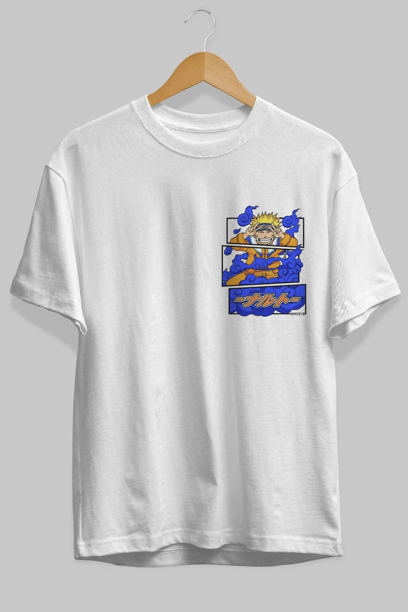naruto uzumaki Ön Sol Baskılı Oversize t-shirt Erkek Kadın Unisex %100 Pamuk Bisiklet Yaka tişort - Cilexi