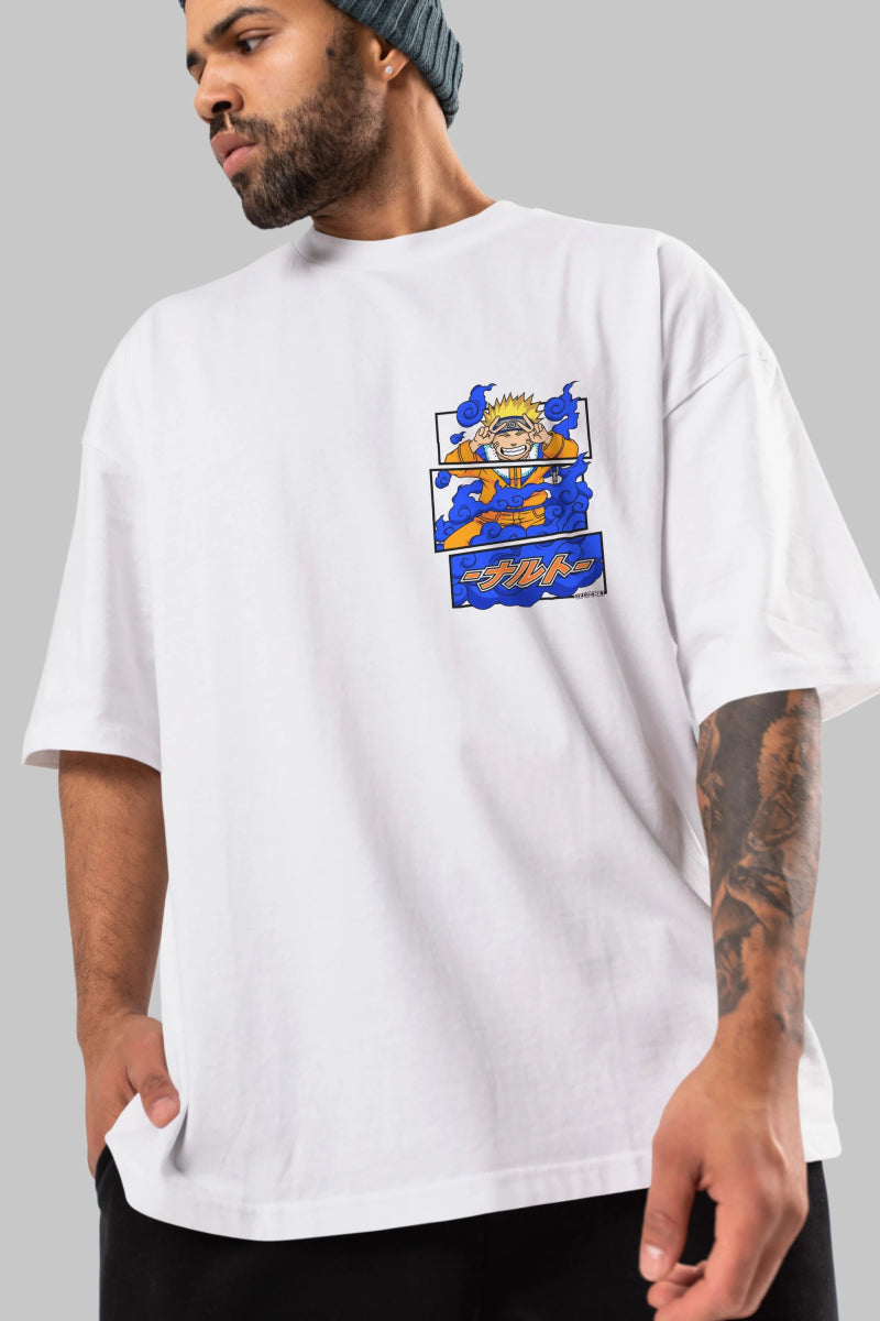 naruto uzumaki Ön Sol Baskılı Oversize t-shirt Erkek Kadın Unisex %100 Pamuk Bisiklet Yaka tişort - Cilexi