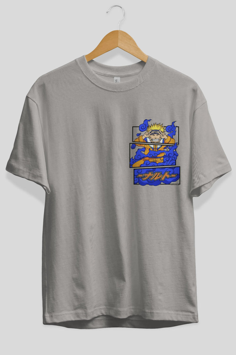 naruto uzumaki Ön Sol Baskılı Oversize t-shirt Erkek Kadın Unisex %100 Pamuk Bisiklet Yaka tişort - Cilexi