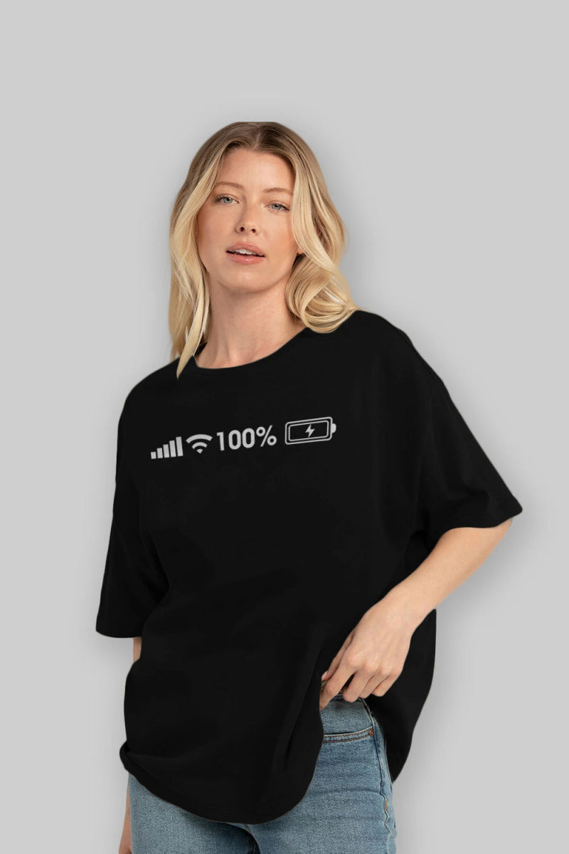 şarj wifi göstergesi Ön Baskılı Oversize t-shirt %100 pamuk Erkek Kadın Unisex - Cilexi