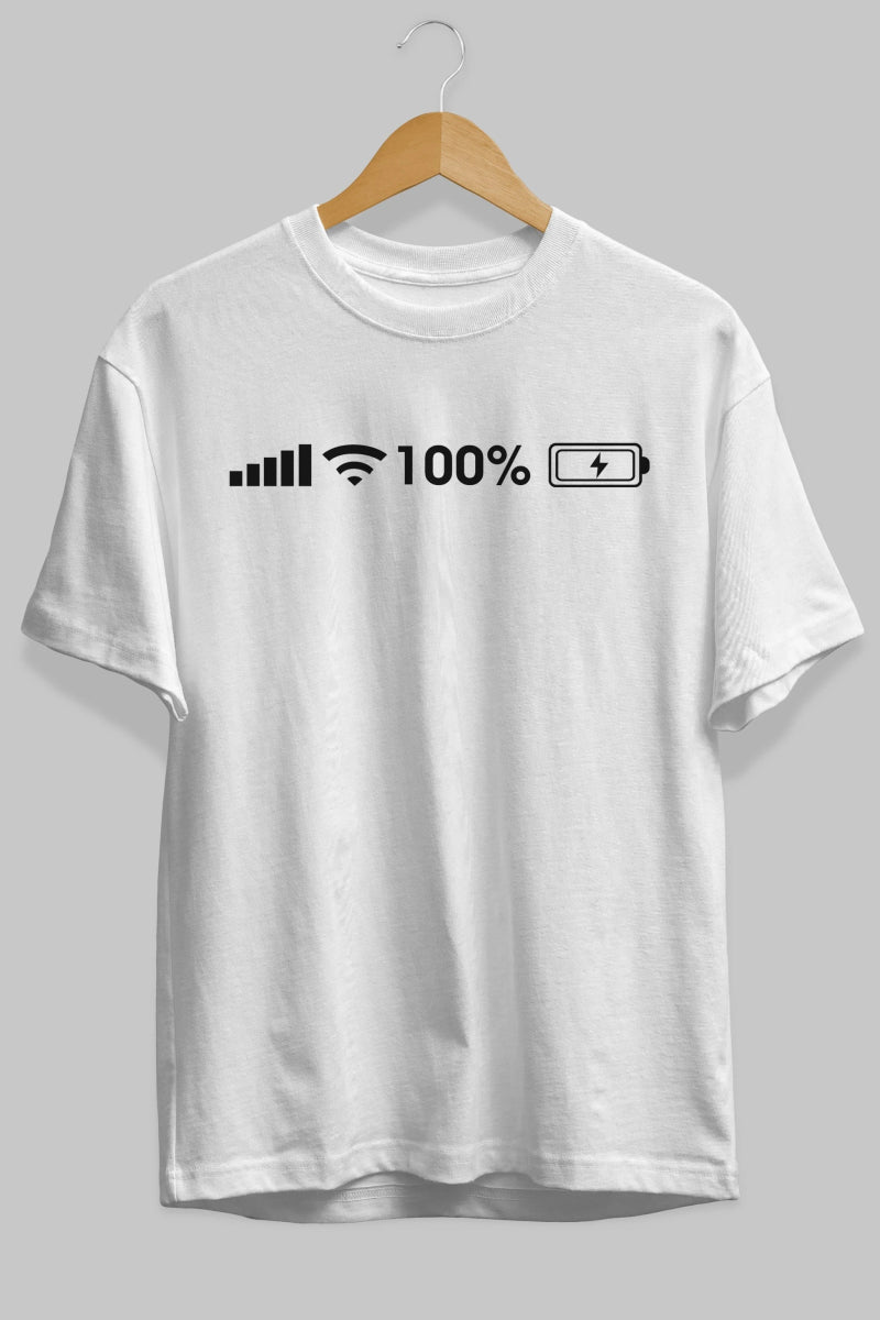 şarj wifi göstergesi Ön Baskılı Oversize t-shirt %100 pamuk Erkek Kadın Unisex - Cilexi