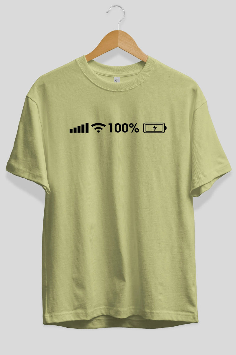 şarj wifi göstergesi Ön Baskılı Oversize t-shirt %100 pamuk Erkek Kadın Unisex - Cilexi
