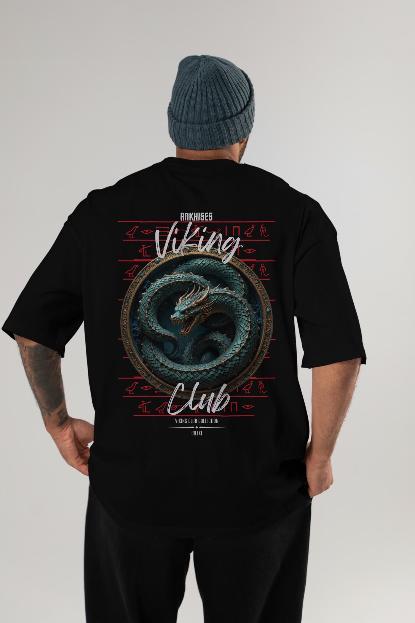 Viking Mitolojisi Serisi 25 Arka Baskılı Oversize t-shirt Erkek Kadın %100 Pamuk Bisiklet Yaka tişort