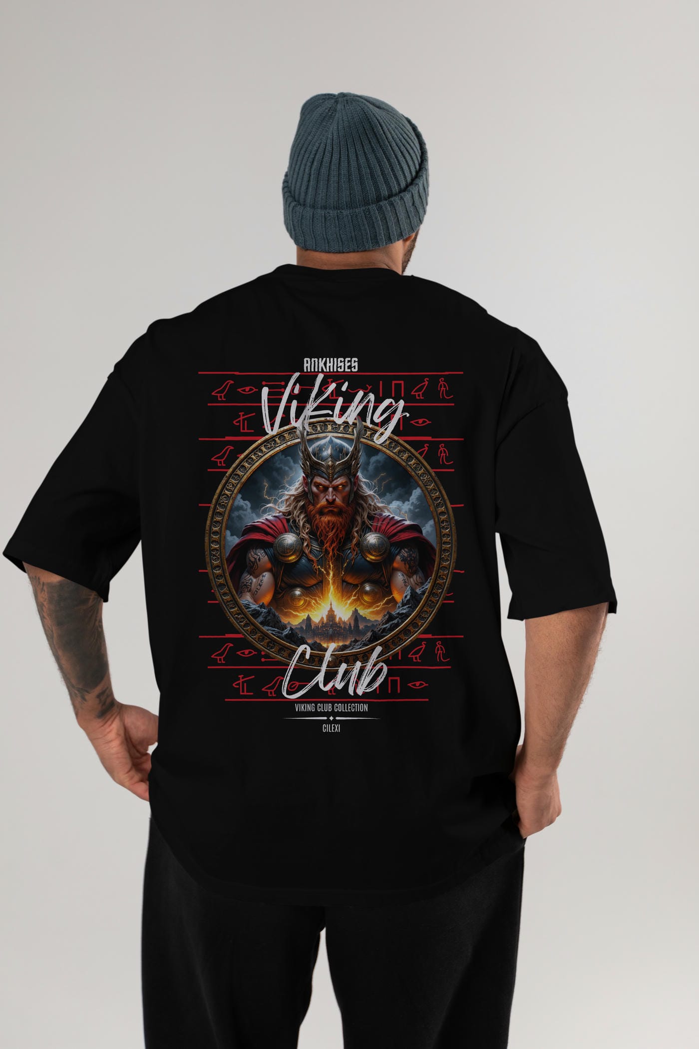 Thor 1 Arka Baskılı Oversize t-shirt Erkek Kadın %100 Pamuk Bisiklet Yaka tişort