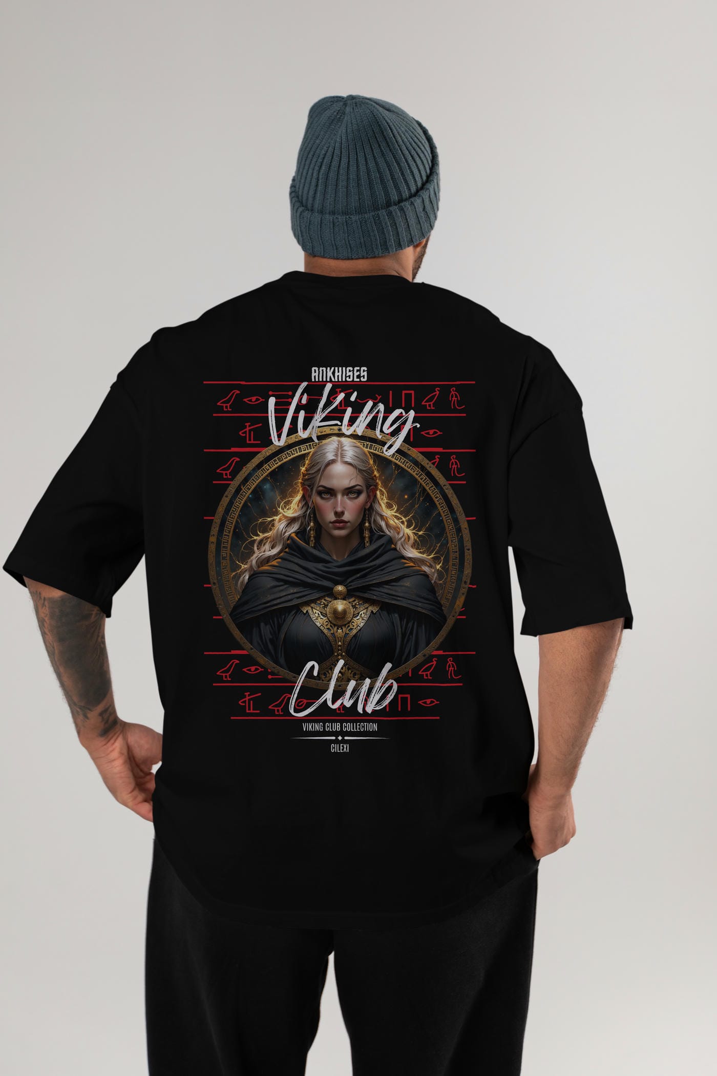 Viking Mitolojisi Serisi 4 Arka Baskılı Oversize t-shirt Erkek Kadın %100 Pamuk Bisiklet Yaka tişort