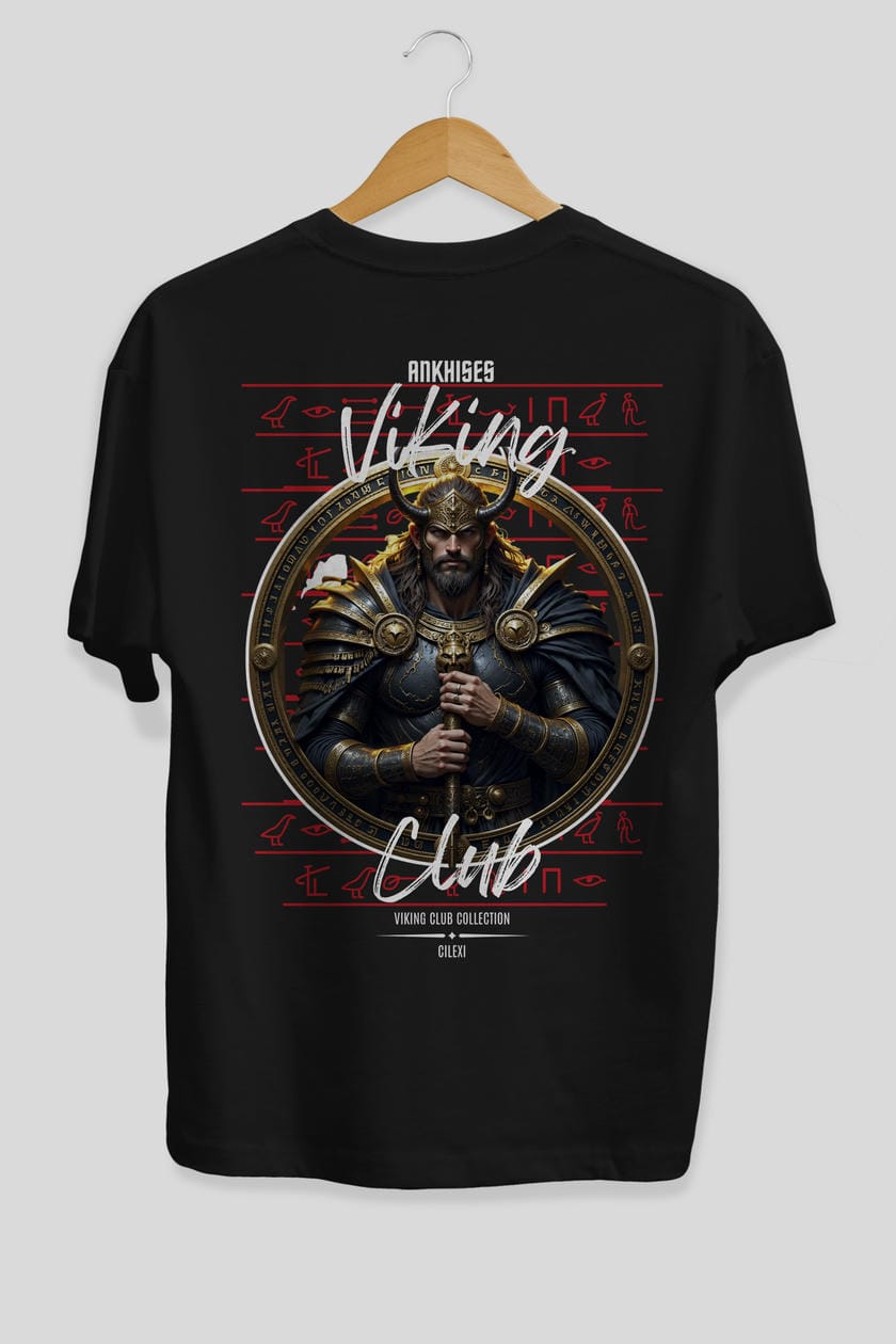 Viking Mitolojisi Serisi 8 Arka Baskılı Oversize t-shirt Erkek Kadın %100 Pamuk Bisiklet Yaka tişort