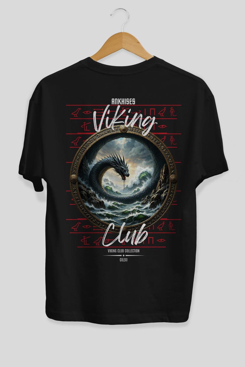 Viking Mitolojisi Serisi 26 Arka Baskılı Oversize t-shirt Erkek Kadın %100 Pamuk Bisiklet Yaka tişort