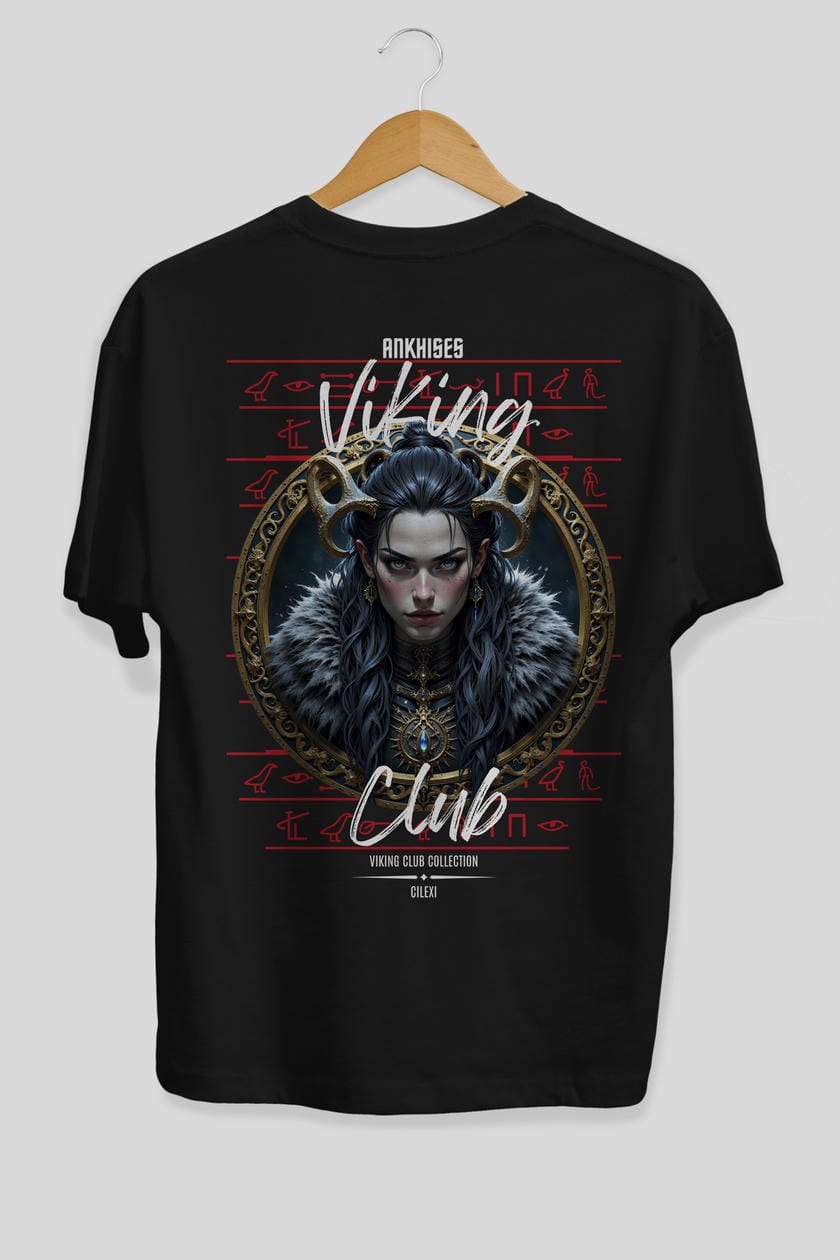 Viking Mitolojisi Serisi 18 Arka Baskılı Oversize t-shirt Erkek Kadın %100 Pamuk Bisiklet Yaka tişort