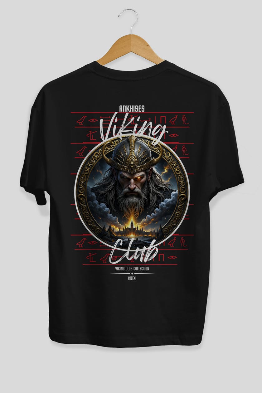 Odin 2 Arka Baskılı Oversize t-shirt Erkek Kadın %100 Pamuk Bisiklet Yaka tişort