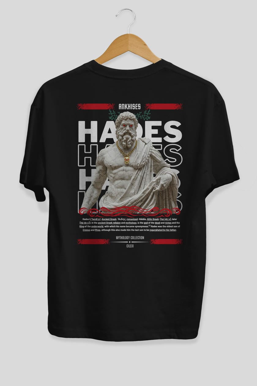 Hades 2 Arka Baskılı Oversize t-shirt Erkek Kadın %100 Pamuk Bisiklet Yaka tişort