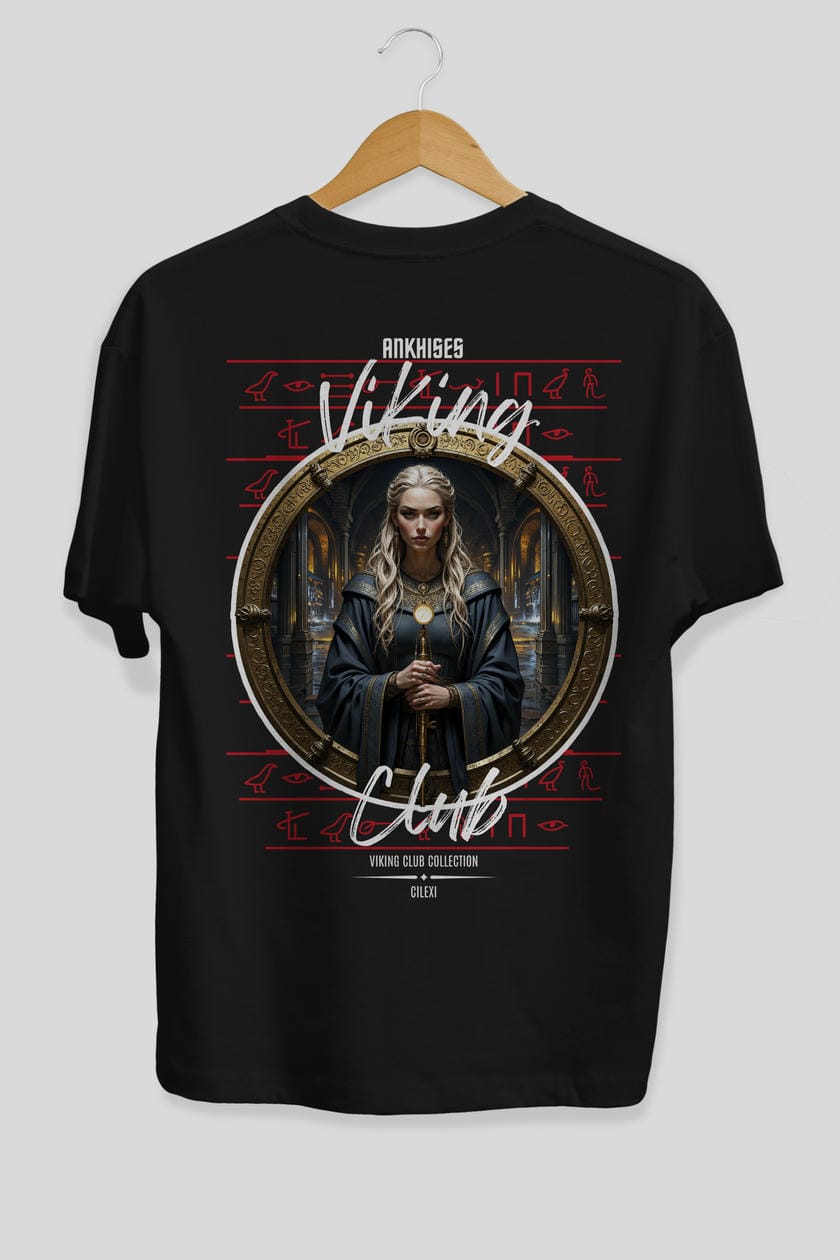 Viking Mitolojisi Serisi 5 Arka Baskılı Oversize t-shirt Erkek Kadın %100 Pamuk Bisiklet Yaka tişort