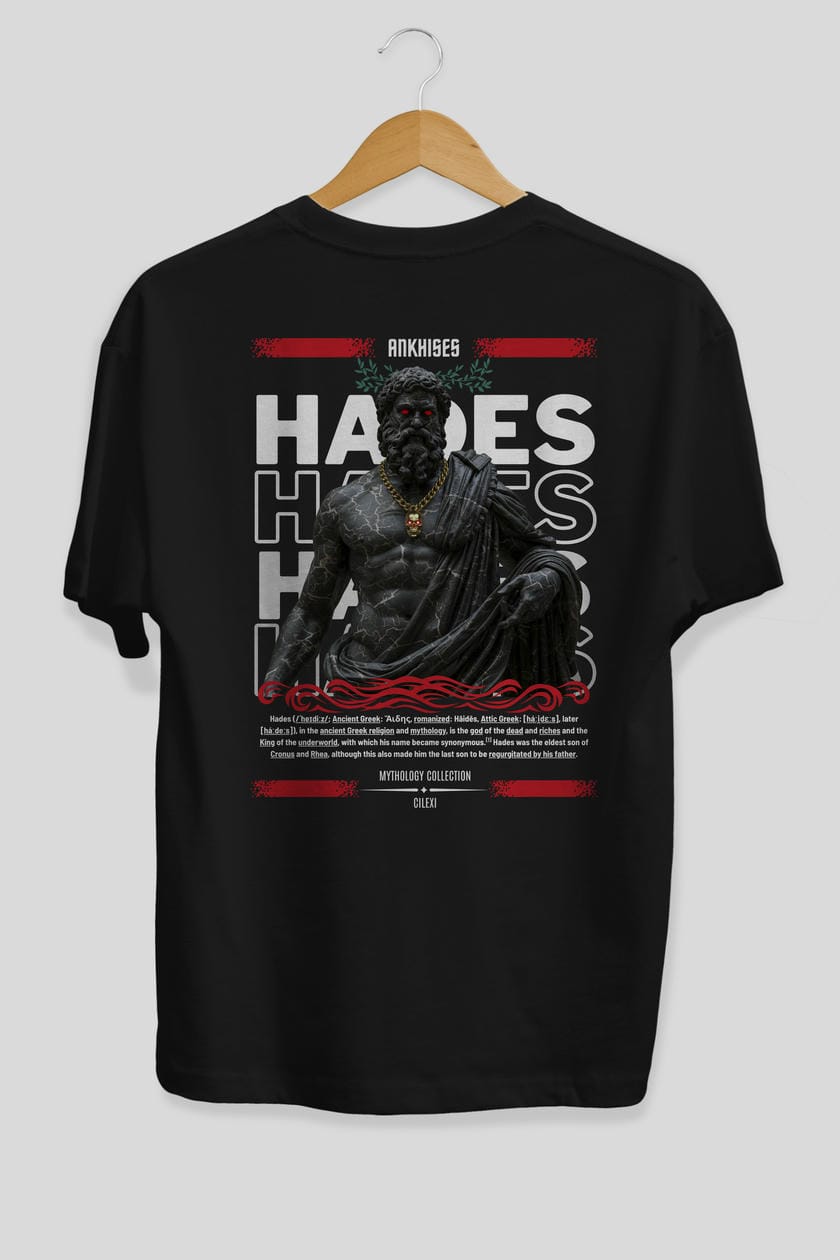 Hades 1 Arka Baskılı Oversize t-shirt Erkek Kadın %100 Pamuk Bisiklet Yaka tişort