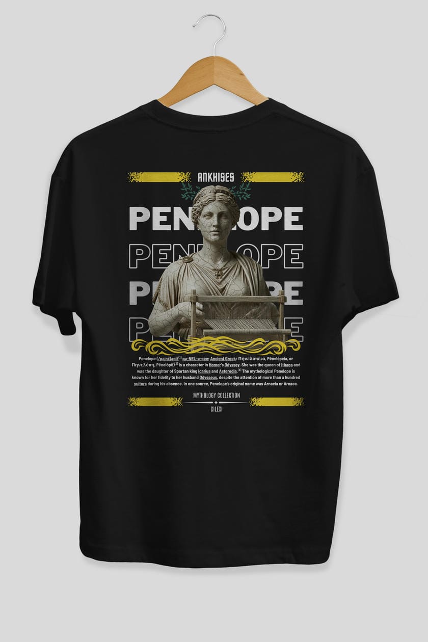 Penelope 2 Arka Baskılı Oversize t-shirt Erkek Kadın %100 Pamuk Bisiklet Yaka tişort
