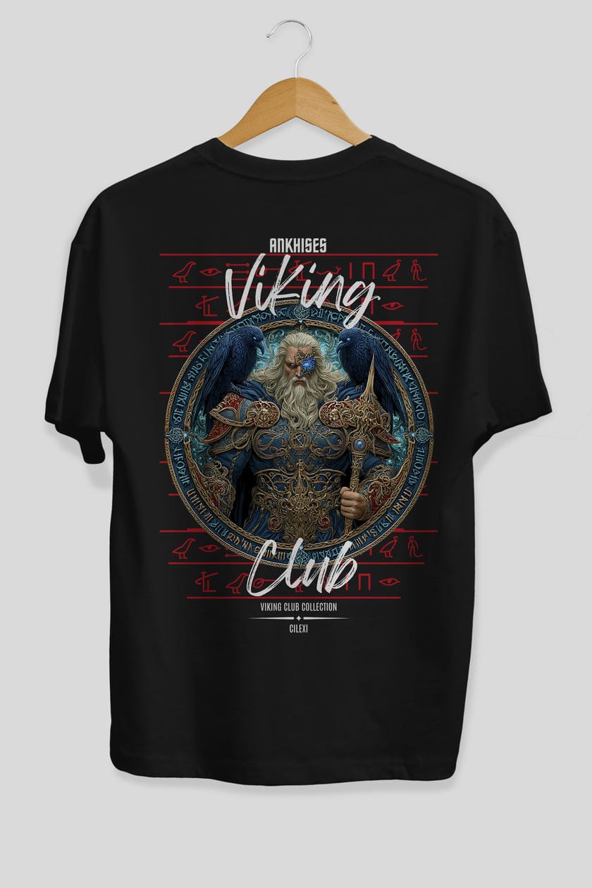Odin Arka Baskılı Oversize t-shirt Erkek Kadın %100 Pamuk Bisiklet Yaka tişort