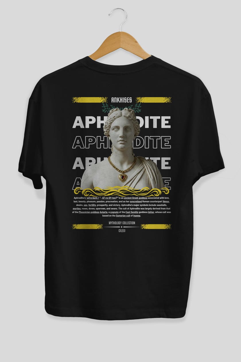 Aphrodite 1 Arka Baskılı Oversize t-shirt Erkek Kadın %100 Pamuk Bisiklet Yaka tişort