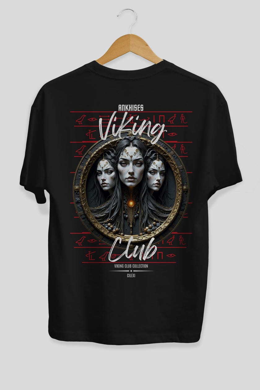 Viking Mitolojisi Serisi 23 Arka Baskılı Oversize t-shirt Erkek Kadın %100 Pamuk Bisiklet Yaka tişort