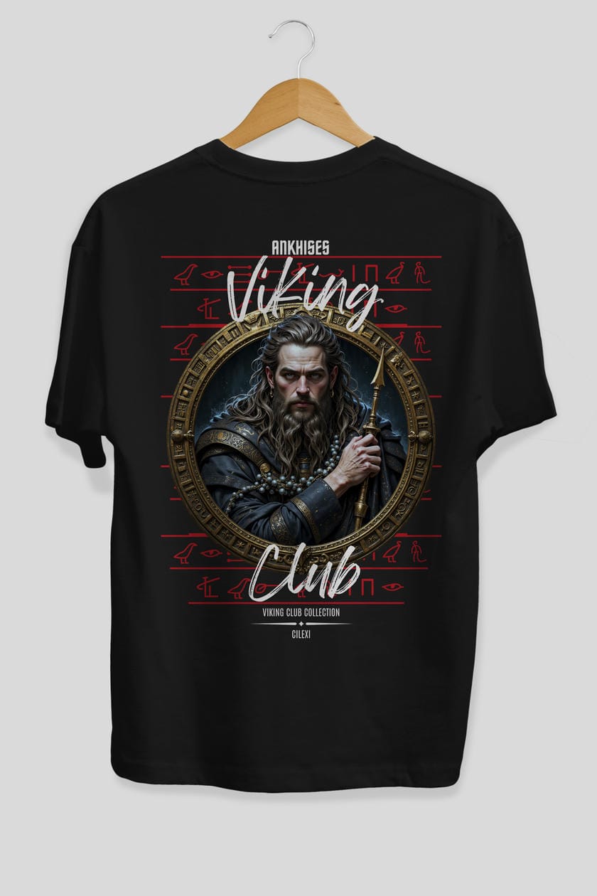 Viking Mitolojisi Serisi 12 Arka Baskılı Oversize t-shirt Erkek Kadın %100 Pamuk Bisiklet Yaka tişort